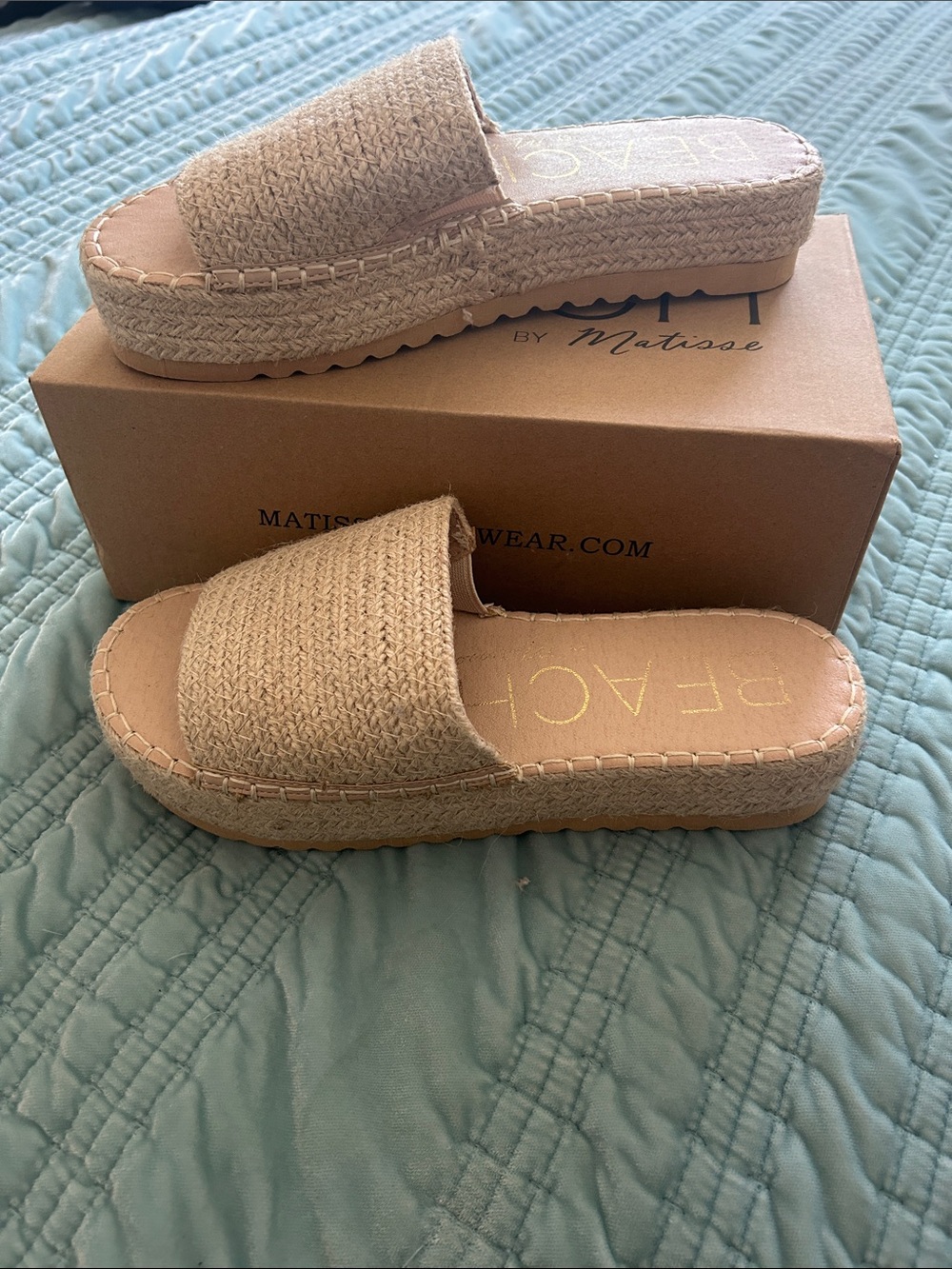 Matisse Natural Woven Espadrille Platform Slides